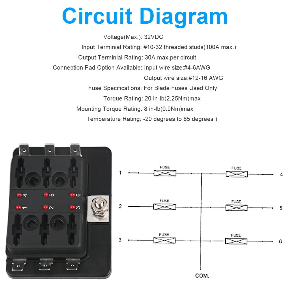 Caixa de Fusível 100a com Lâmina Kit para Barco Mini Automático v 24 Carro Fusíveis Titular Padrão Fusível Led Luz Advertência Marinho Trike 6 Way 12 6 Automóveis e motos