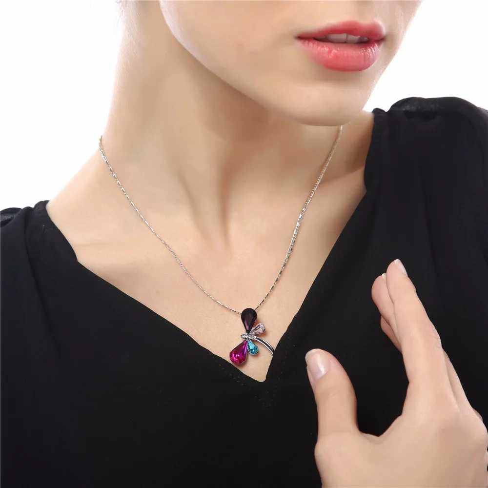 Комплект из колье и серёг с австрийским кристаллом|jewelry box wedding rings|necklace hanging jewelry