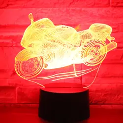 Светодиодный 3d-ночник мотоцикл с 7 цветов свет для украшения дома лампы удивительный визуализации Оптические иллюзии Awesome