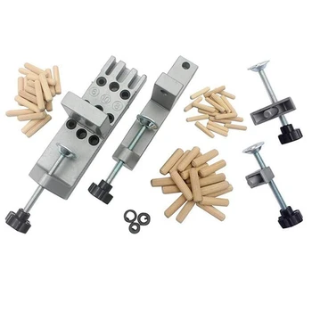 

ELEG-Punch Positioner Dowelling Jig For Furniture Fast Connecting Woodworking Drilling Guide Kit Location Tools