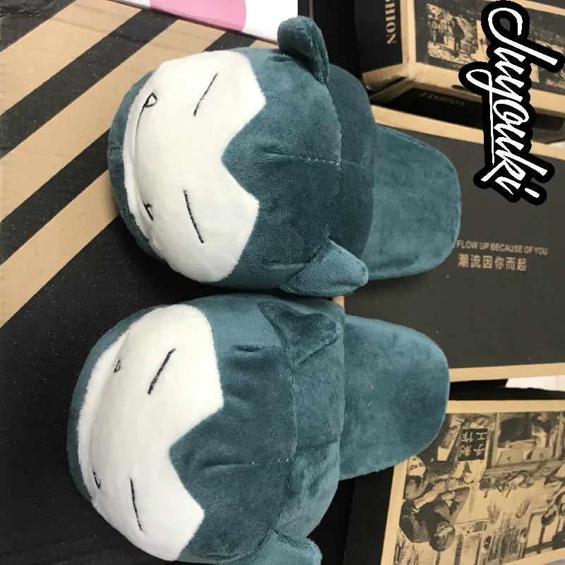 Sycatree/зимние теплые домашние тапочки с рисунком Покемон Snorlax Pikachu; домашняя обувь; нескользящая домашняя обувь