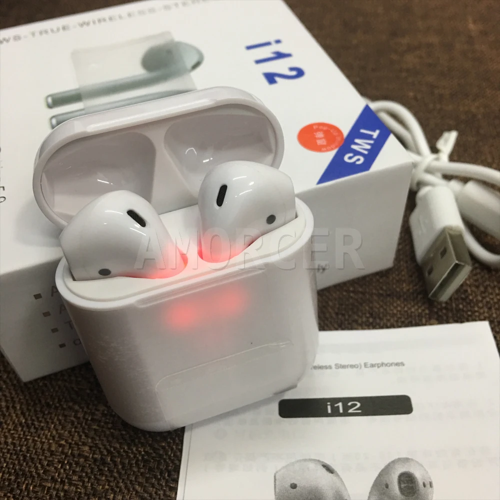 

20/50PCS 2019 I12 TWS Bluetooth 5.0 Stereo Earphone Auto bluetooth support Pop ups function Wireless Double Calls Smart Touch