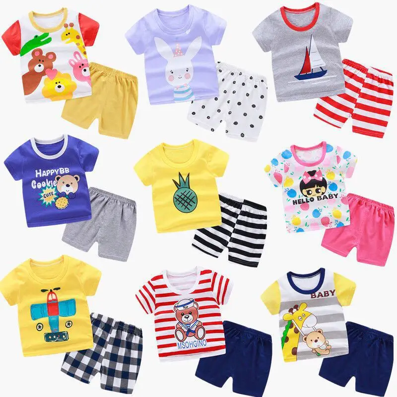 Хлопковая футболка и шорты для новорожденных костюм детская летняя новая с