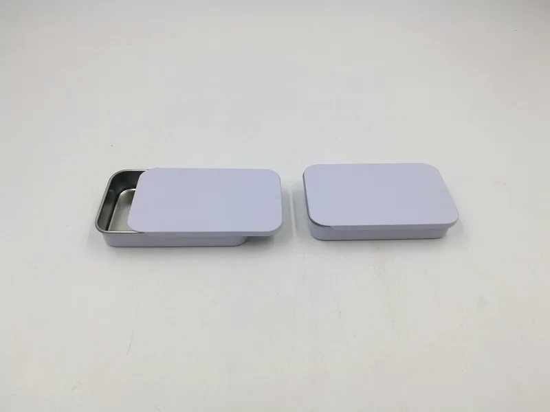 

Size:80x50x15mm white sliding tin box mint packing box food container small metal case