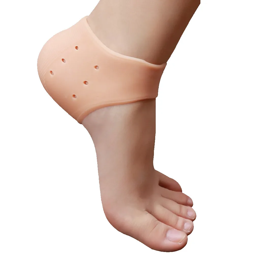 

1pair New arriver feet care socks Woman Fashion Silicone Moisturizing Gel Heel Socks with hole Cracked Foot Skin Care Protector