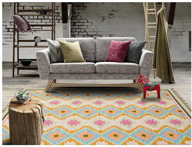 Индийский килим ручной работы джутовый и шерстяной напольный коврик для гостиной спальни ковер геометрический современный коврик дизайн богемский стиль