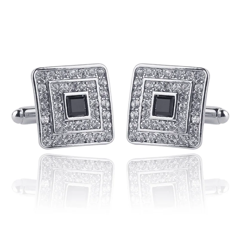 High Quality Wild Rhinestone Square Cufflinks