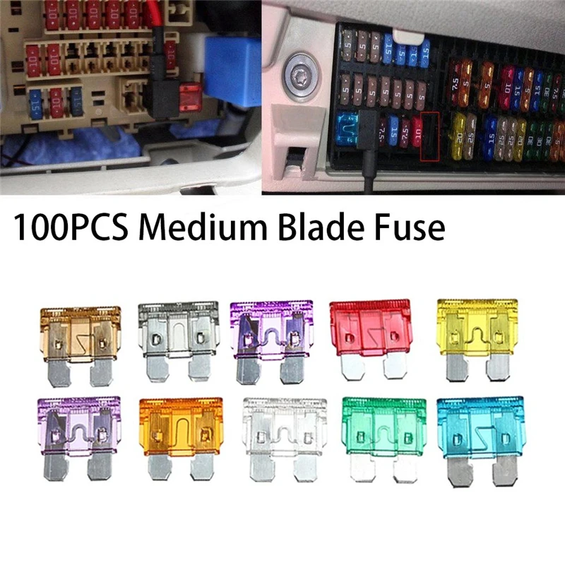 100pcs/set Fuse Standard Medium Blade Car Fuse Auto Fuses Car 3a 5a 7