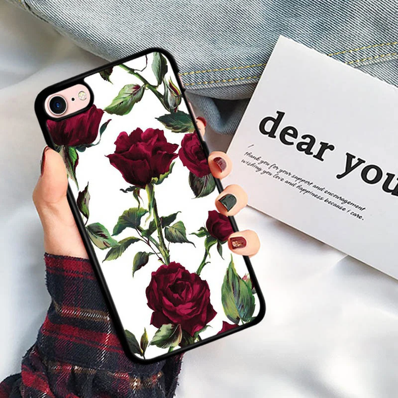 Силиконовый чехол с розовым цветком для iPhone 8 7 6 6s 5 5S мягкие чехлы телефонов