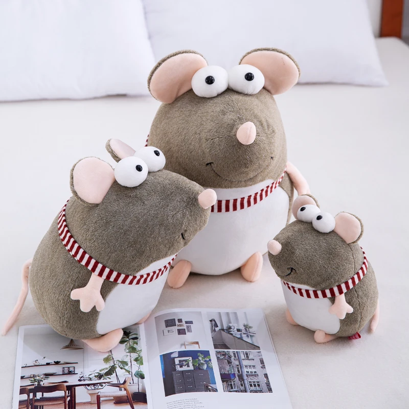 

Candice guo plush toy stuffed doll cartoon animal big eye mouse rat bedtime story friend kid birthday gift christmas present 1pc