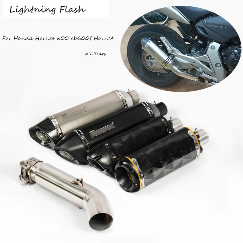 

For Honda Hornet 600 cb600f Hornet 51mm Motorcycle Exhaust Tail Pipe Middle Link Pipe Stainless Steel + Carbon Fiber Moto Escape