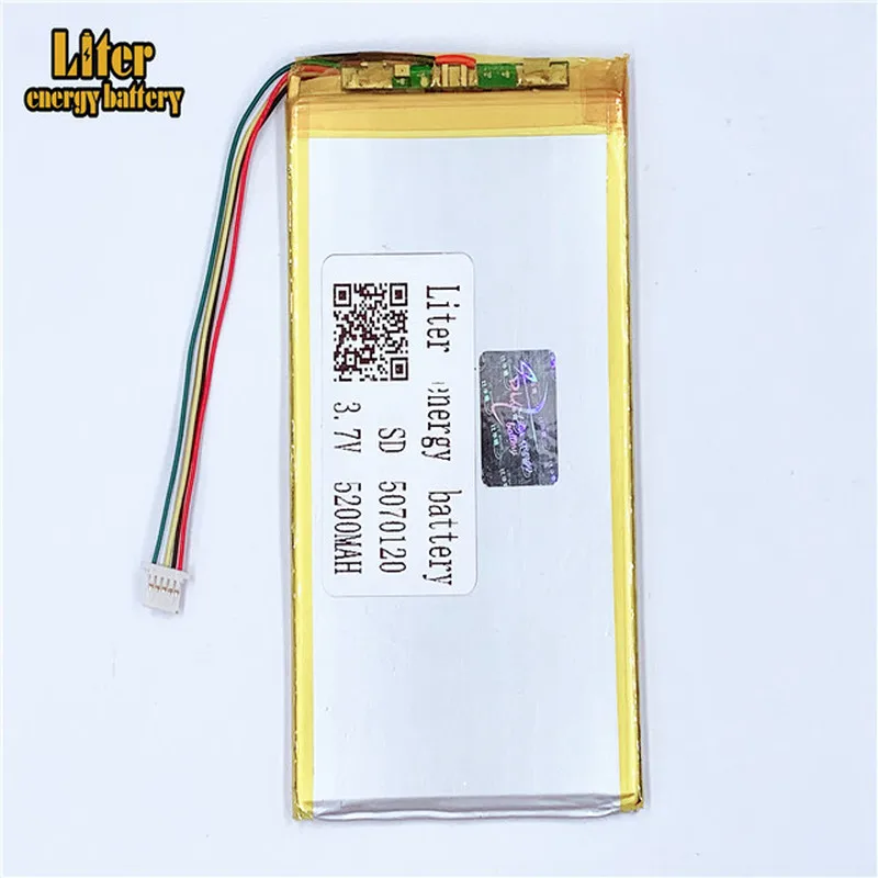 

plug 1.0-5P 5070120 3.7V 5200mah Wholesale ultra thin lipo batteries rechargeable lithium ion polymer Tablet PC