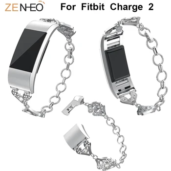 

Women's Bracelet Metal For Fitbit Charge 2 Luxury Rhinestone watchband strap for Fitbit Charge 2 wristband Straps Accessories