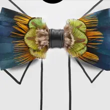 Мужской Модный повседневный галстук-бабочка с перьями для мужчин и женщин синий зеленый хит цвета ручной работы жених Жених Свадебный