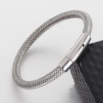 Mens Bracelets Genuine Leather Bracelets With Stainless Steel Wire Cable C Clasps Cuff Bangles For Male Female Bracelets