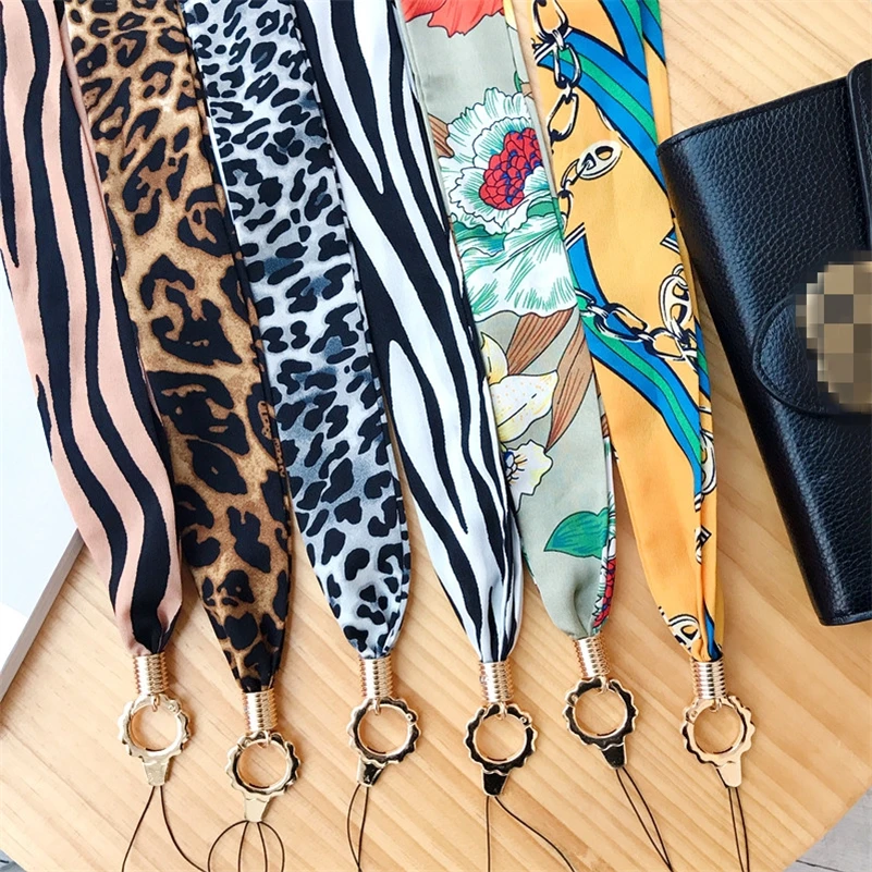 

Fashion Leopard print Neck Straps Chiffon Wide Lanyards for keys ID Card Gym Mobile Phone Straps USB badge holder DIY Hang Rope