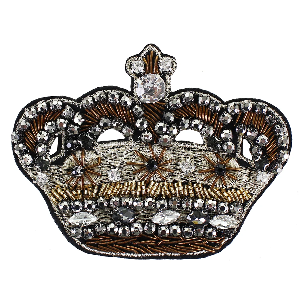 Embroidery beaded badges india silk crown patches for clothes decorated Embroidery beaded badges india silk crown patches for clothes decorated
