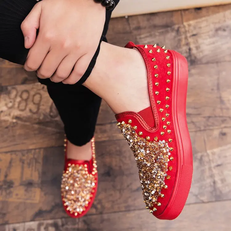 Zapatos De Mocasines Los Hombre Negro rojo Alta Diseño La Chaussure Moda Casual Lujo Homme Rojo Zapatillas Cuero Marca Hombres Calidad Deporte Para rwrZ6Yvq