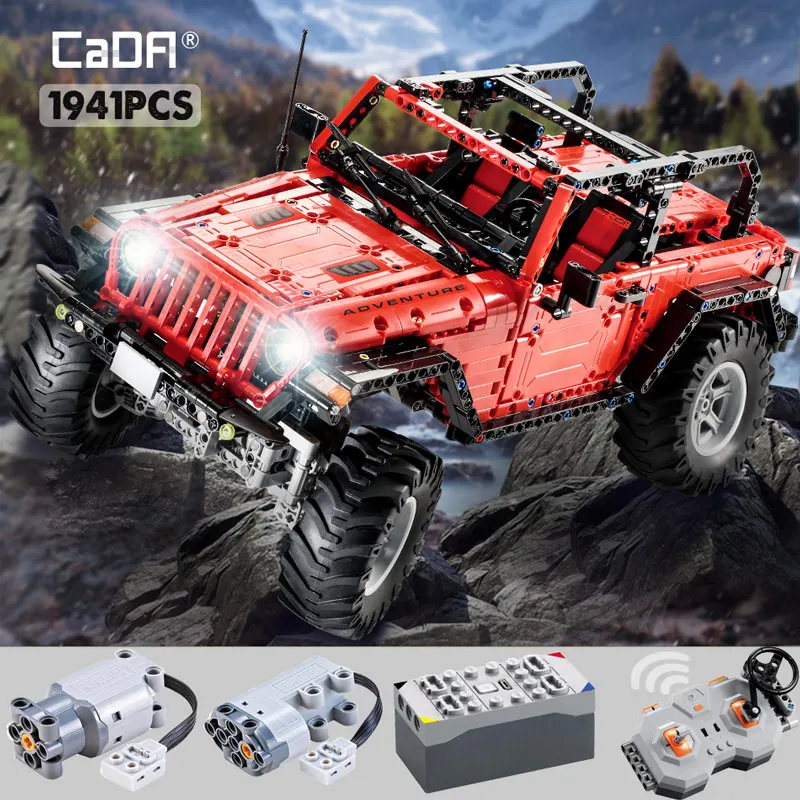 

Cada 1941PCS RC 2.4G Adventurer Off Road Car Building Blocks Legoing Technic Battery Motor Jeeped Vehicle Bricks Toys for Kids
