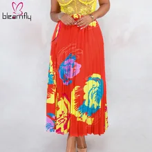Для женщин в богемном стиле с принтом длинные плиссированные юбки летнее богемное пляжное Высокая Талия Вечерние Клубные ТРАПЕЦИЕВИДНОЕ винтажное платье юбки женские плавки