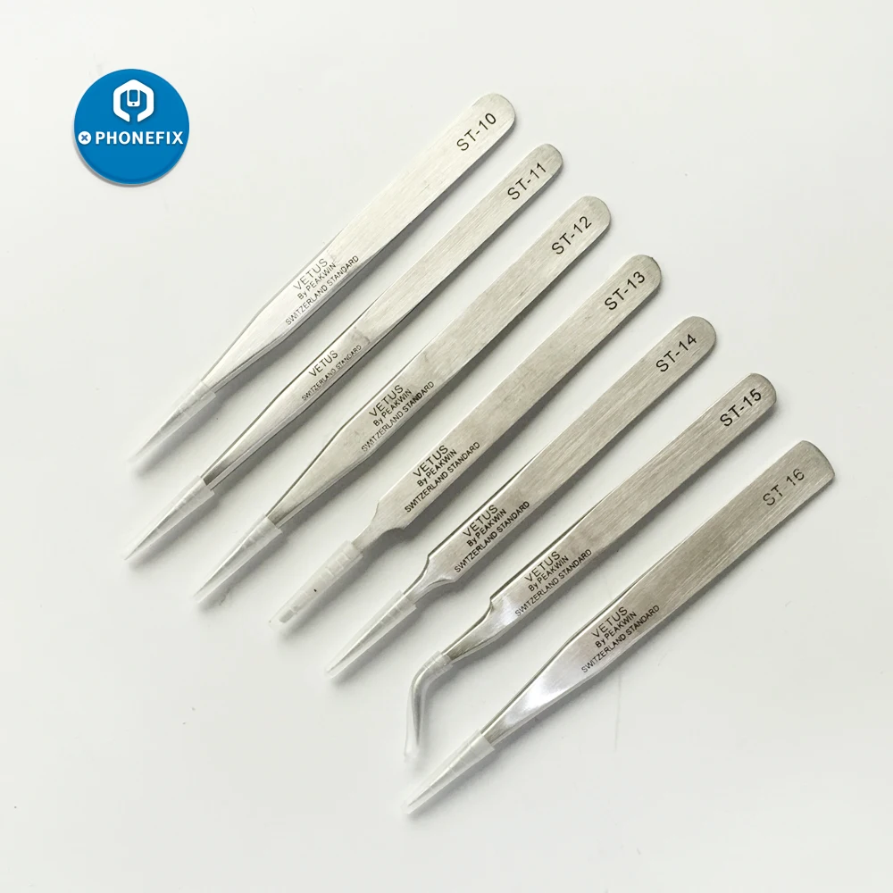 Precision Tweezers Tweezer Tool ESD Anti Static Tweezers Soldering Tweezers Stainless Steel Curved Tweezers For PCB Repair