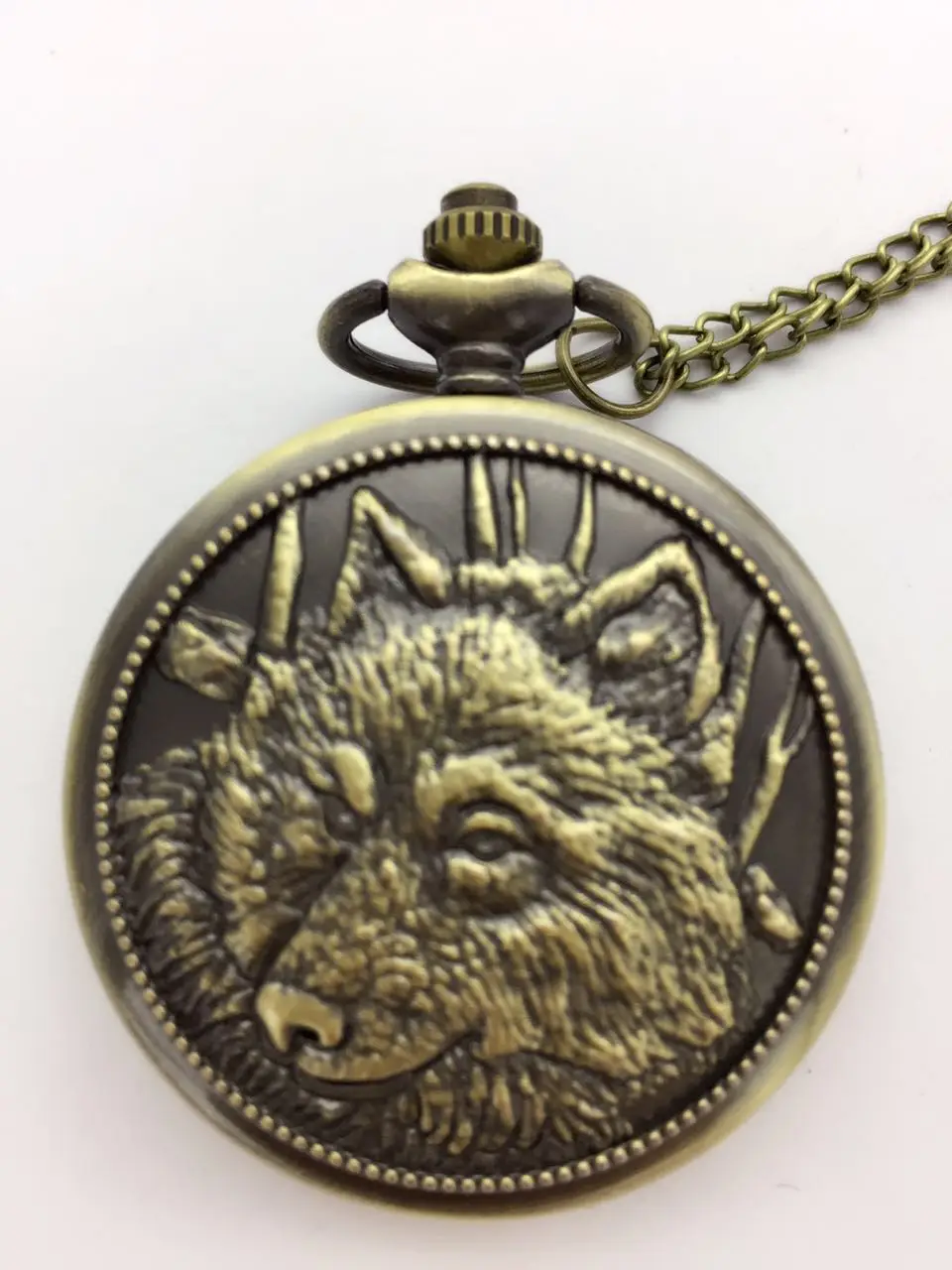 

Steampunk High Quality Debate Wolf Designer Quartz Pocket Watch Men's Bronze Pedant Gift With Necklace YJH53