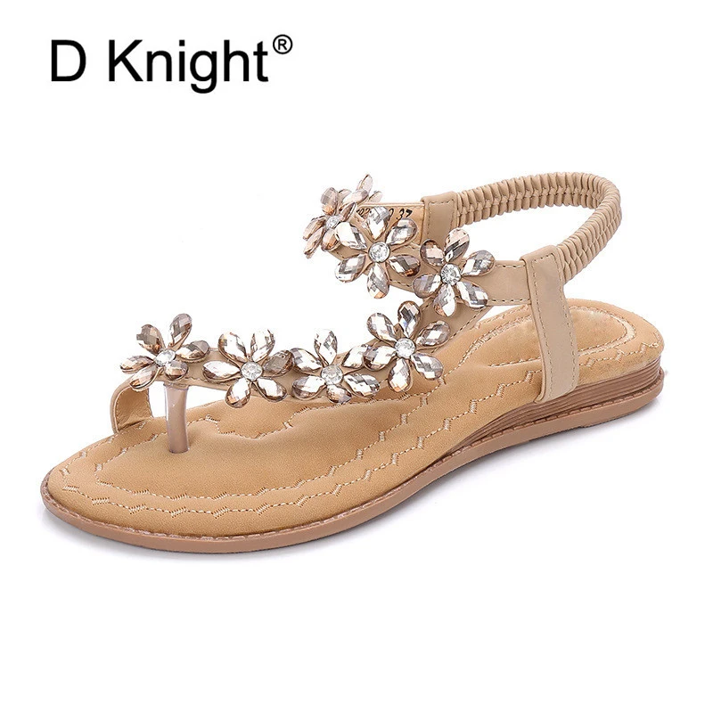 

Boho Women Shoes Comfort Sandals Summer Fashion Crystal Flip Flops High Quality Flat Sandals Gladiator Sandalias Plus Size 42