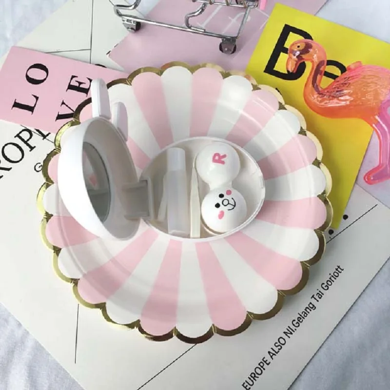 

8pcs 7" Wedding Disposable Dessert Paper Plates Round Cake Food Buffet Plates Dish Tray for Baby Shower Hen Party Table Decor