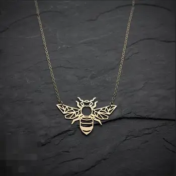 

Bee necklace origami animal necklace bug necklace, insect jewelry.
