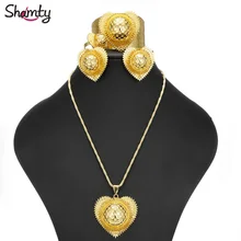 New Heart-Shaped Ethiopian Bridal Jewelry Sets Women Wedding Gold Plated set African Nigeria Sudan Eritrea Habasha style A300057