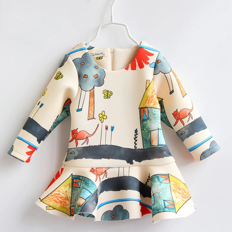 Хлопковые платья для маленьких девочек, зимнее платье принцессы, детские платья с героями мультфильмов для девочек, костюмы, Vestidos Infantis