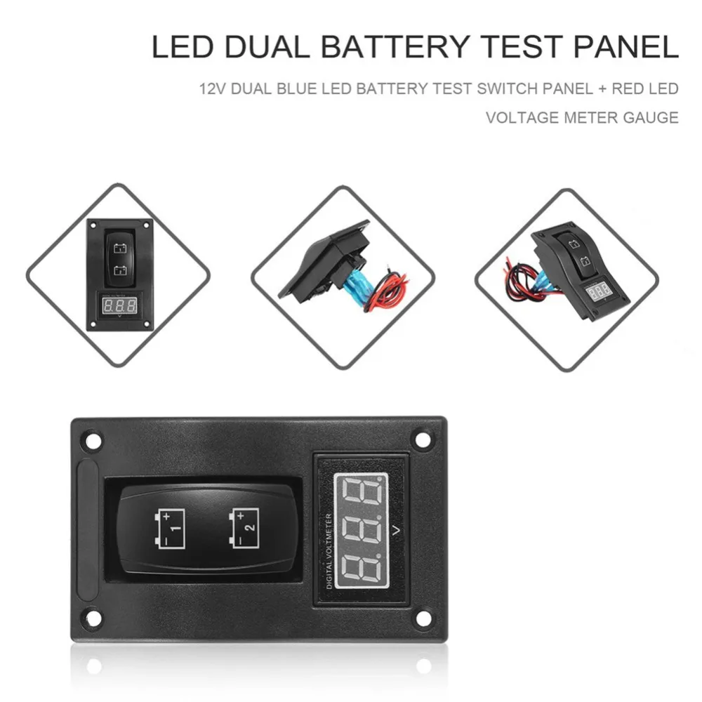 12V светодиодный двойной цифровой вольтметр батарея тестовая панель кулисный