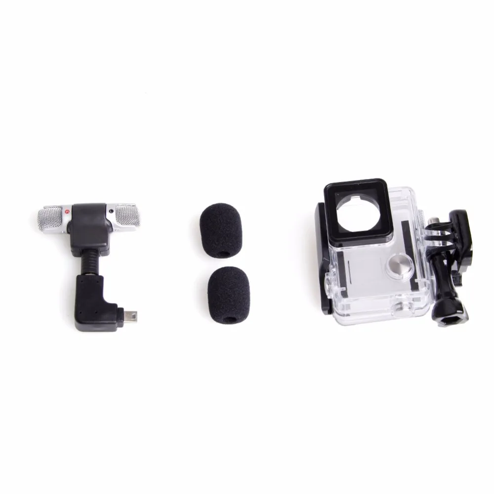 Side Open Skeleton Housing Case Adapter Kit Microphone for GoPro Hero 4 3 3