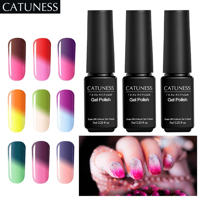 

CATUNESS Chameleon Temperature Color Nail Varnish Thermor Nail Gel Temperature Change Colorful Color Changing UV Gel Polish
