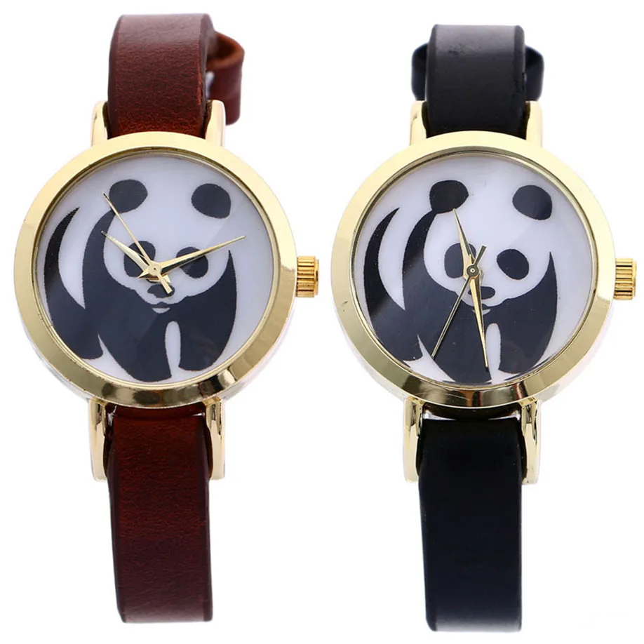 

Womens Casual Fashion Wristwatches Relogio Feminino New Women Watch Panda Faux Leather Band Analog Quartz Wrist Watch Saat