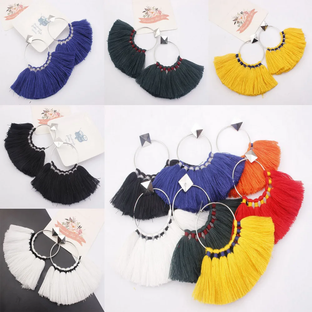 Exaggerated Fashion Woven Boho Tassel Earrings For Women Long Drop Wedding Party Bridal Fringed Jewelry Gift | Украшения и