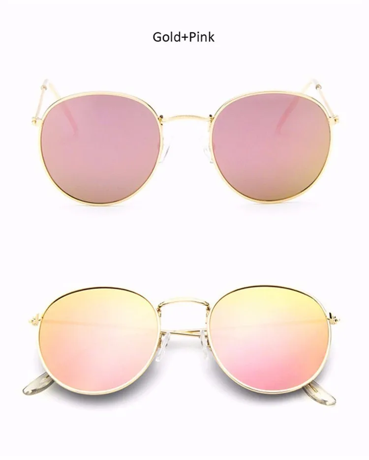 Модные солнцезащитные очки пилота для женщин, фирменный дизайн, розовое золото, Ретро стиль, круглые солнцезащитные очки, женские солнцезащитные очки для женщин, женские зеркальные солнцезащитные очки
