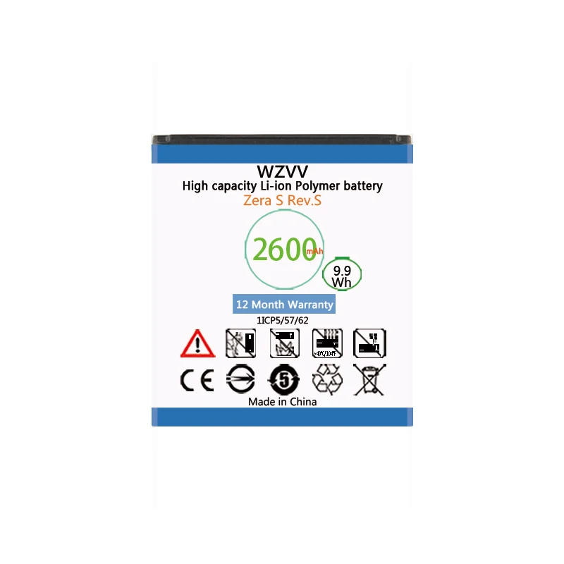 

wzvv 2600mAh Replacement Li-ion battery for Highscreen Zera F Rev.S (57*54*4mm) Mobile Phone Batteries