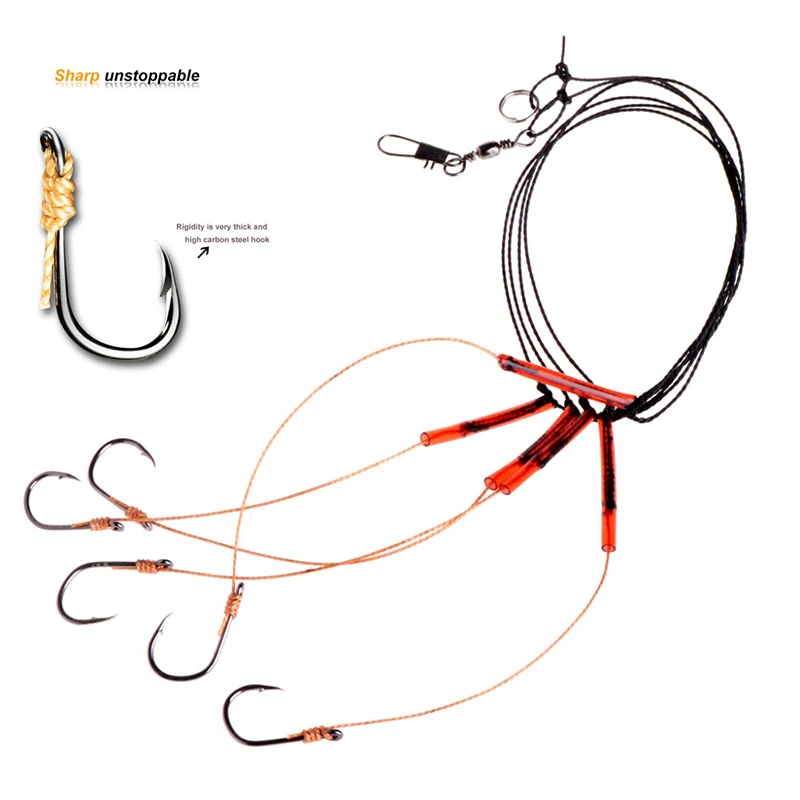 

DONQL Fishhooks Swivel For Fly Fishing Tackle String Hook Set Lines With 5 Small Hooks Lures Baits Pesca Accessories