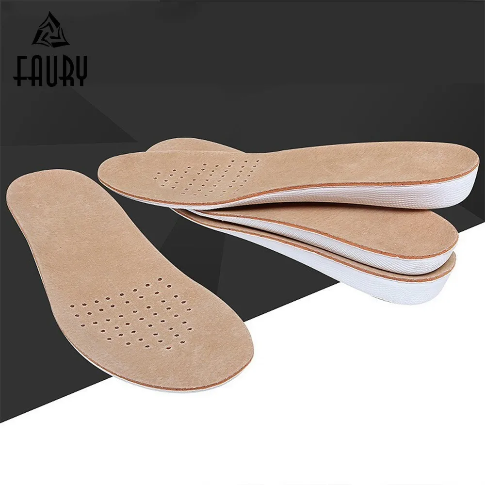 

2019 Unisex Height Increase Insole Breathable Comfort Pigskin Insole EVA High-elastic Shock-absorbing Running Sports Insole