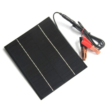 

6W 18V Solar Panel Monocrystalline Grade A Solar Cell For 12V Battery Charger With DC 5521 Bus+Crocodile Clip 200*170MM