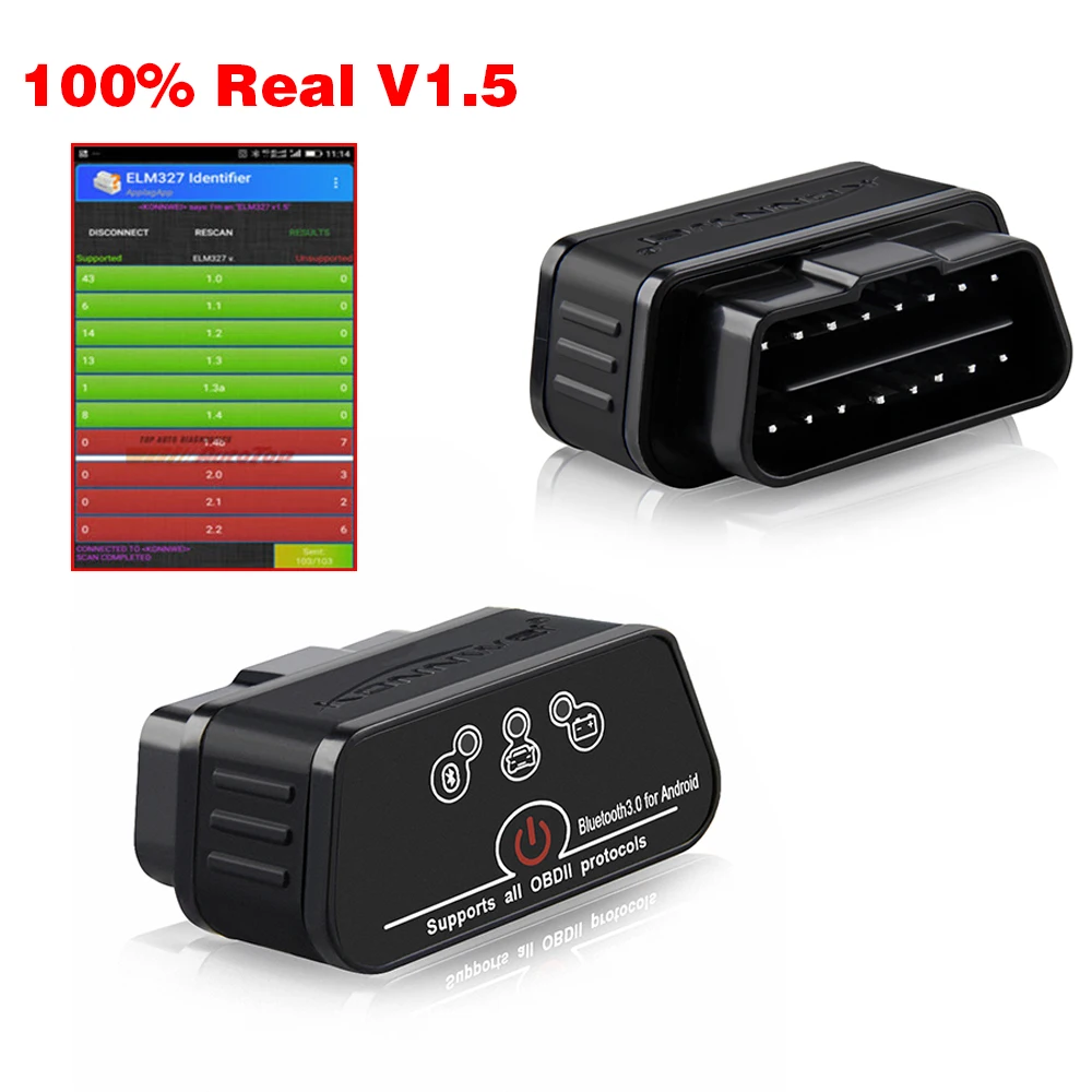 ELM327 V1.5 OBD2 сканер PIC18F25K80 KONNWEI KW903 Bluetooth OBD 2 диагностический инструмент ELM 327 считыватель кодов автоматический сканер