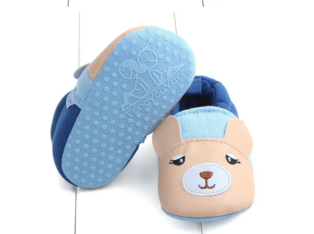 Newly Cute Infant Kids Girls Boys Crib Shoes Soft Cartoon Cotton Shoes Toddler Boots Slipper