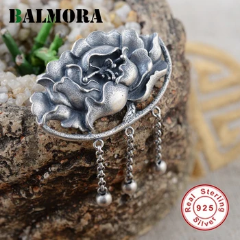 

BALMORA Authentic 925 Sterling Silver Vintage Peony Flower Pendants Women Accessories Gifts Thai Silver Pendant Jewelry SY12325