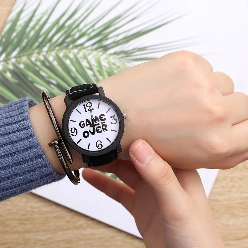 Лидер продаж женские часы-браслет женские кварцевые женские часы модные часы женские часы водонепроницаемые винтажные часы для девочек алфавит