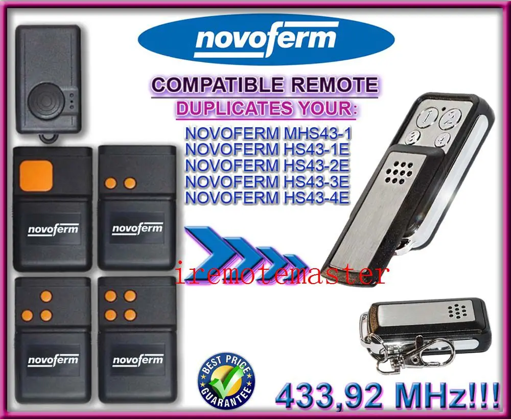 

NOVOFERM MHS43-1,HS43-1E, HS43-2E, HS43-3E, HS43 -4E replacement remote duplicator 433,92mhz top quality