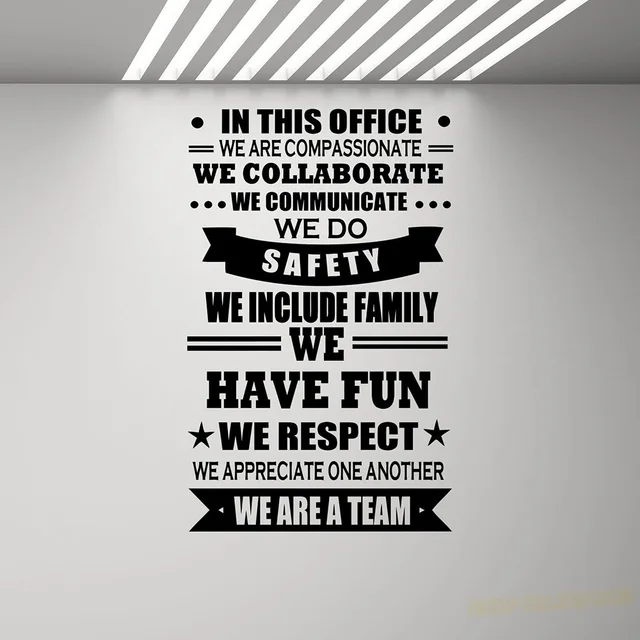 Office Rules Wall Decal Inspirational Quote Vinyl Sticker Work Poster