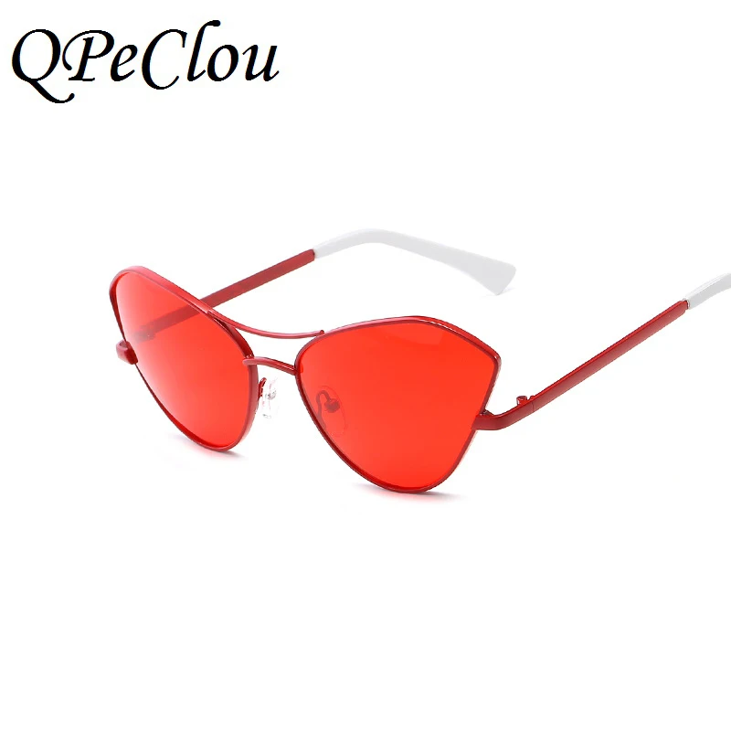 Qpeclou Sexy Red Cat Eye Sunglasses Women Fashion Small Cateye Gradient