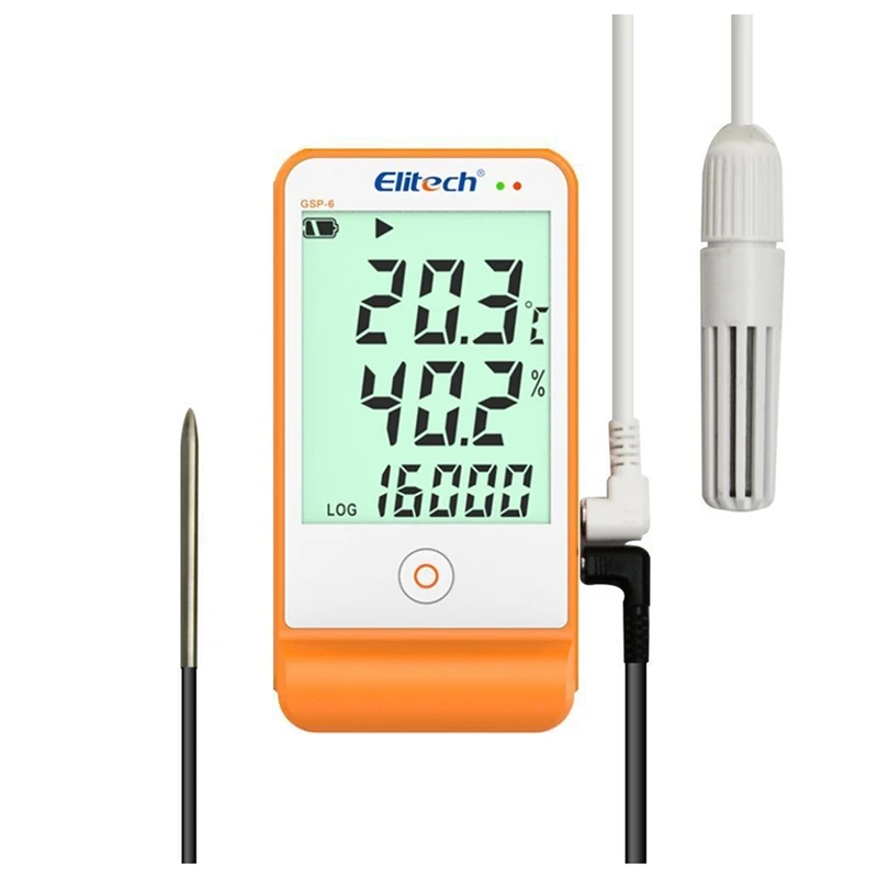 

Elitech Data Logger GSP-6 Temperature and Humidity Recorder 16000 Points Refrig