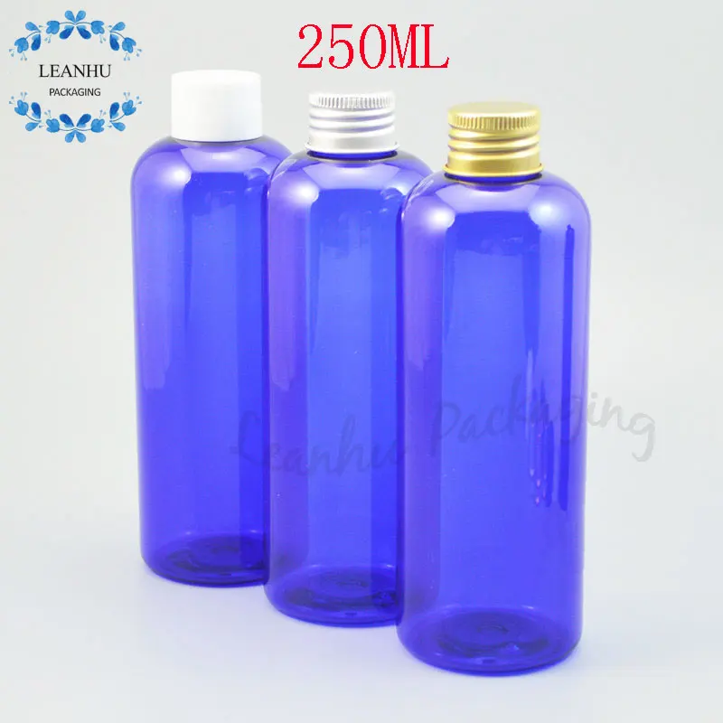 250ml Blue Plastic Bottle With Aluminum Cap,Cosmetics Packing,Cosmetic